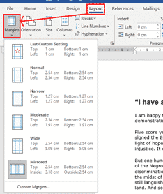 Change Margins in Word