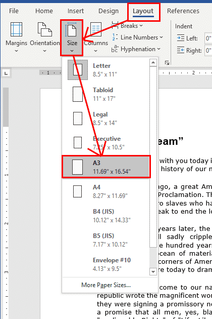 Change the Paper Size in Microsoft Word