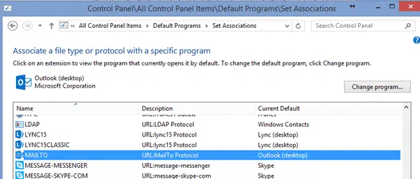 Fix the default mail link back to Outlook
