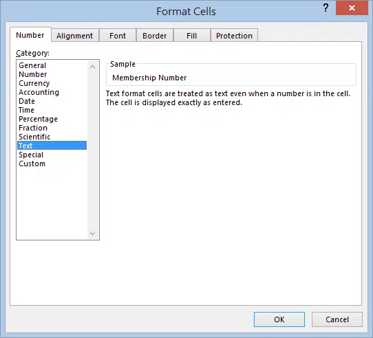Enter Numbers Starting with Zero in Excel