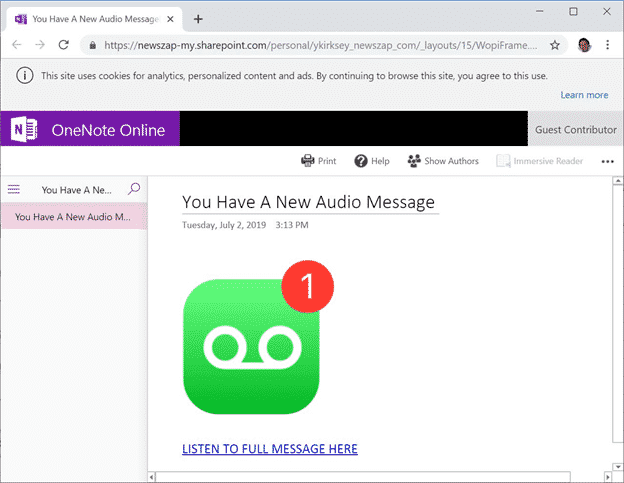 Fake OneNote/Sharepoint emails try to steal your password
