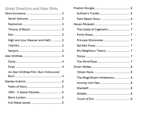 Four Word tricks to shrink a Table of Contents