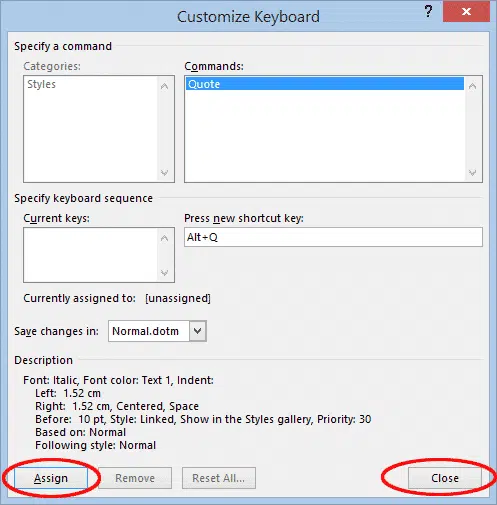 Keyboard Shortcuts for Styles in Word 