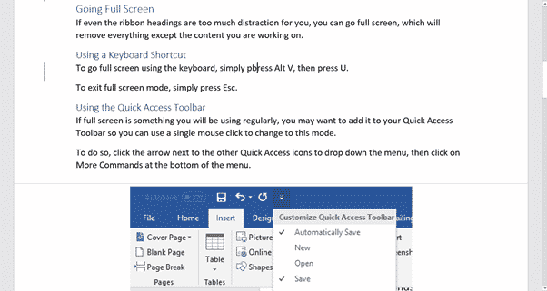 Make a distraction free Microsoft Word
