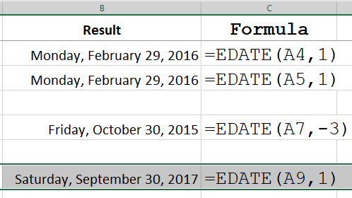 Monthly and Yearly Date Arithmetic with Edate() in Excel