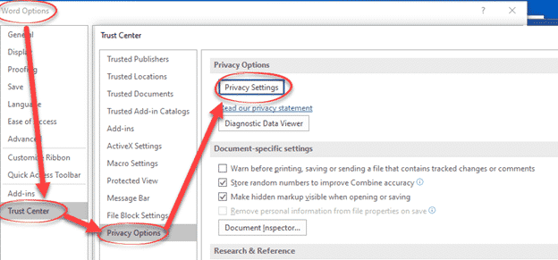 New Office 365 software privacy settings