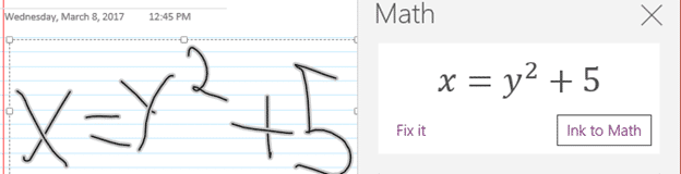 OneNote for Win10 can graph but ….