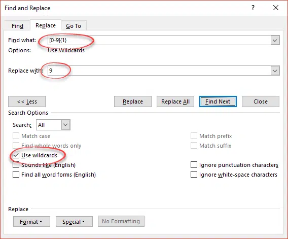 Replace text with filler - a manual approach
