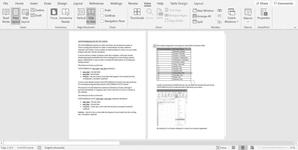 Side to Side – a touchy way to view Word documents