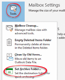 Starting with Archive in Microsoft Outlook