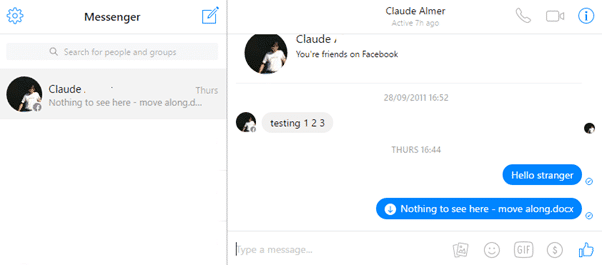Use Facebook’s Messenger to move Office documents