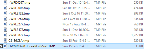 What are .tmp files in MS Office document folders?