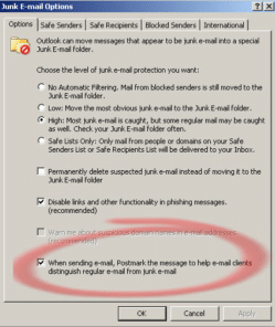 Postmarking your email in Outlook
