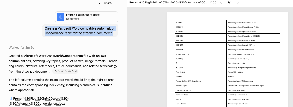 Microsoft Word document converted to AutoMark/Concordance table with two columns. : Office-Watch.com