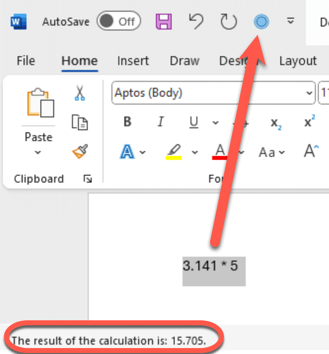 Word's Hidden Calculator