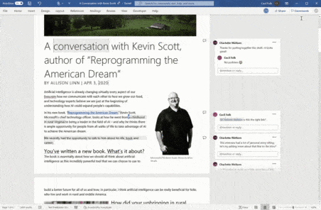 Comment View change in Word and Office