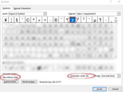 Plus or Minus sign ± in Word, Excel, PowerPoint and Outlook