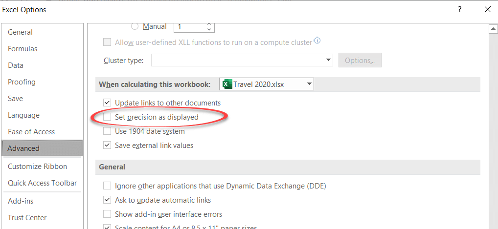 The big difference between what Excel shows and what Excel knows