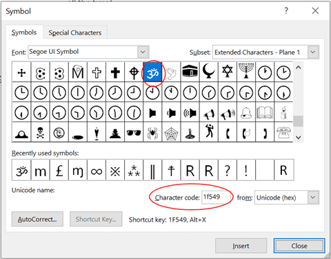 Om or Devanagari Om ॐ symbols in Word and Office - Office Watch