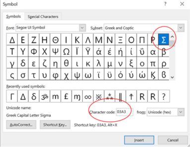 where are the greek lowercase letter ins microsoft word 2016 for mac