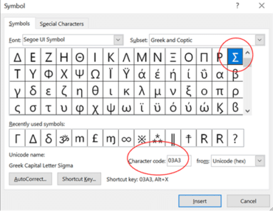 how to insert greek letter rho in word