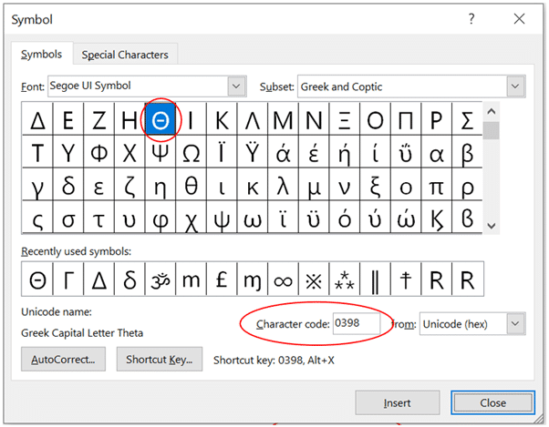 angle symbol in excel