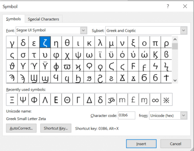Zeta lower case ζ symbol in Word, PowerPoint and Office - Office Watch