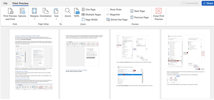 How To See Print Preview In Word 2016