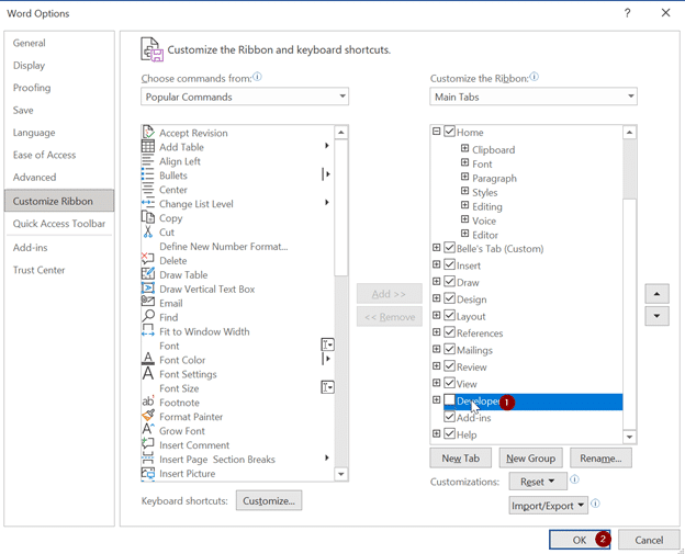 how do i get developer tab in excel