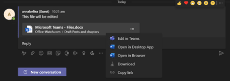 Share and collaborate on Office files with Teams