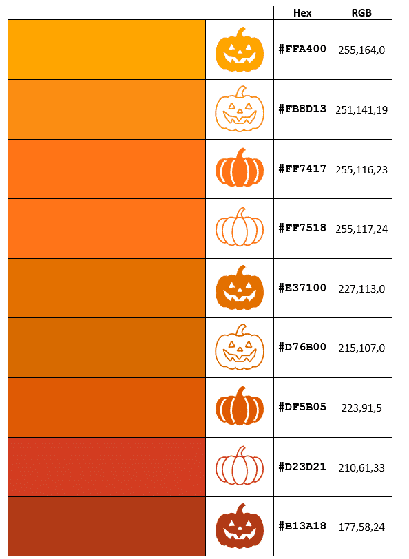 14 perfect pumpkin colors and more in Microsoft Office