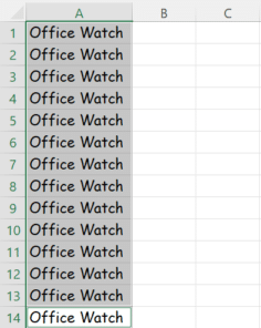 Fast typing the same thing across many Excel cells