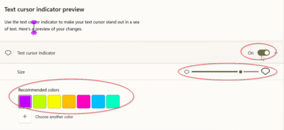 Easy to see Text Cursor choices in Windows 11 and 10 - Office Watch