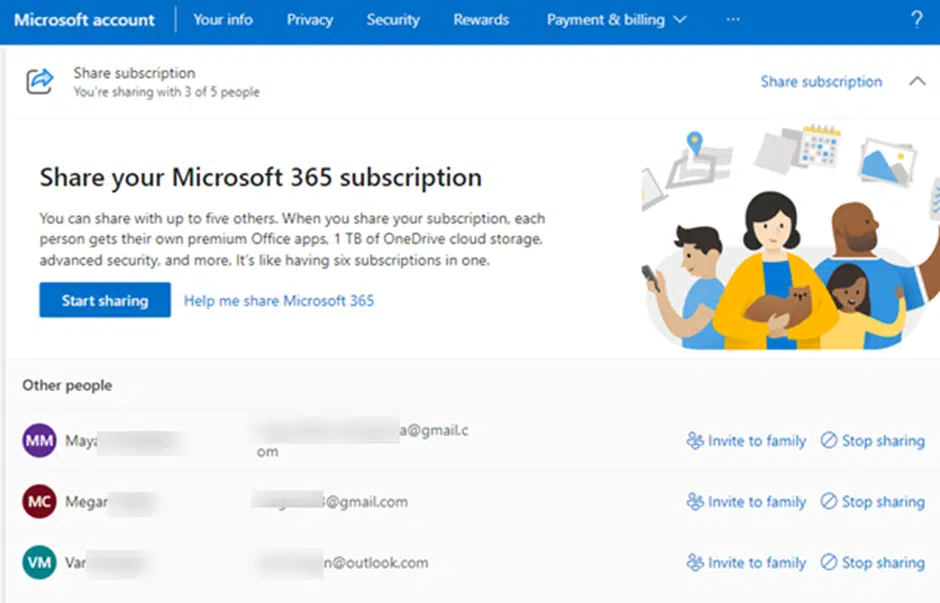 Discover who is sharing your Microsoft 365 Family plan?