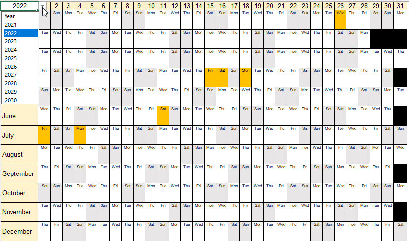 Yearly Planner / Calendar for Office Watch readers