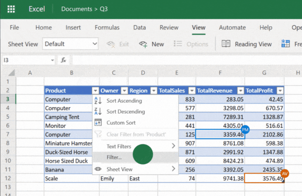 Excel Sheet View solves a collaboration problem