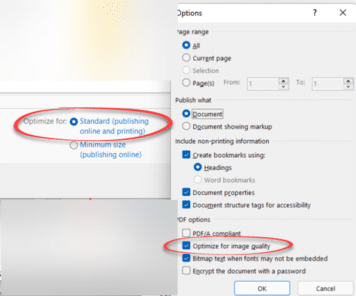 Get best quality images in a PDF made from Word