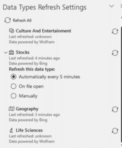 Excel’s Stock / Currency data (kinda, sorta) gets auto-refresh