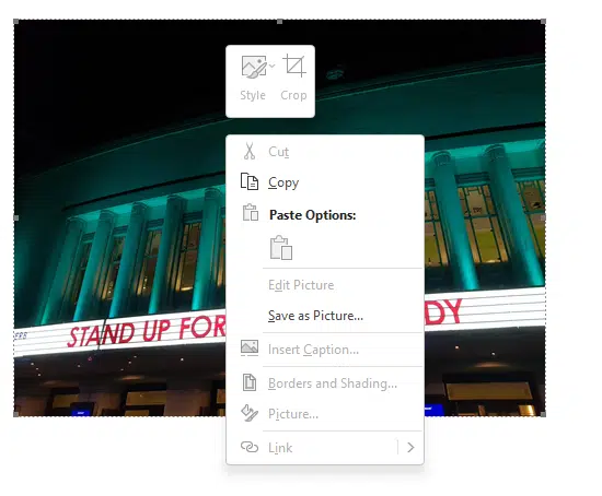 How to copy a picture from an Outlook email