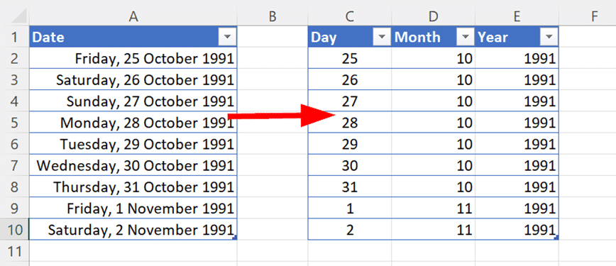 How To Split Date Month And Year In Excel Using Formula