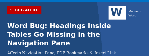 Word Bug: Headings Inside Tables Go Missing