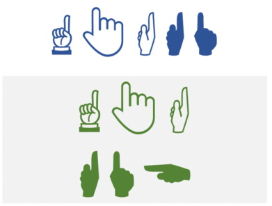 All the ☝Up pointing hands in Word and Office