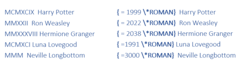 All the \* named format switches for Word field codes