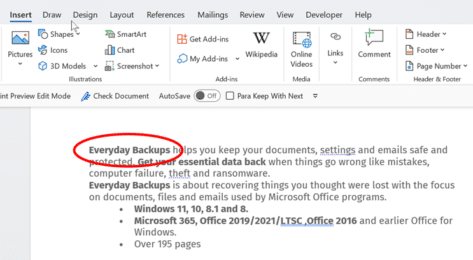 Two ways to circle text in Word documents
