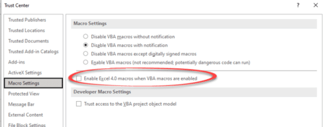 Excel 4 macros are now blocked and about time too