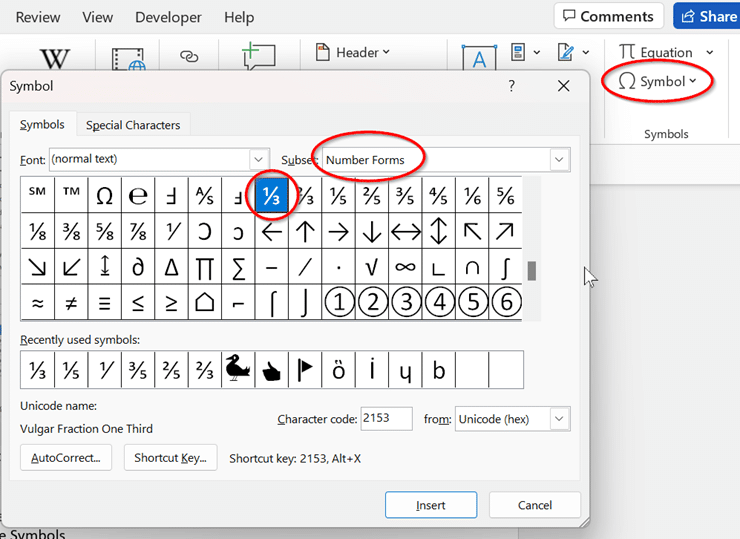 Typing common fractions in Word and Outlook - Office Watch