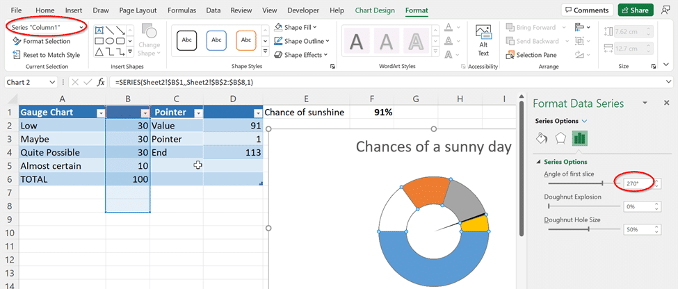 Make a gauge, dial or speedometer chart in Excel - Office Watch