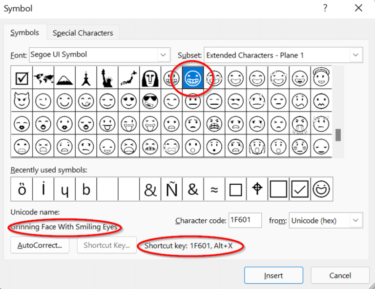 Grinning Face with Smiling Eyes 😁 emoji in Word, Outlook and Office ...