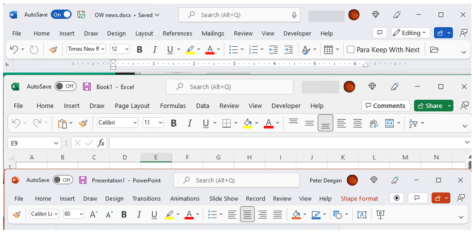 Four X cross ✗ choices in Word, Excel, PowerPoint and Outlook