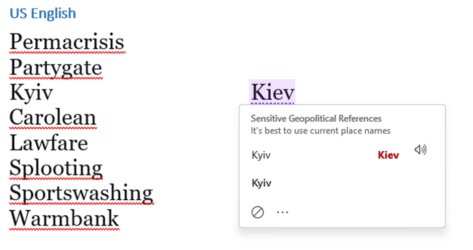 Are the 2022 Words of the Year recognized in Microsoft Word?